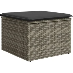 Mobilier De Jardin-vidaXL Tabouret de jardin avec coussin 55x55x37 cm résine tressée Gris