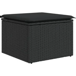 vidaXL Tabouret de jardin avec coussin 55x55x37 cm Résine tressée