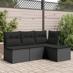 vidaXL Tabouret de jardin avec coussin 55x55x37 cm Résine tressée