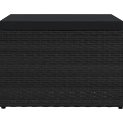 Poufs-vidaXL Tabouret de jardin avec coussin Résine tressée Noir