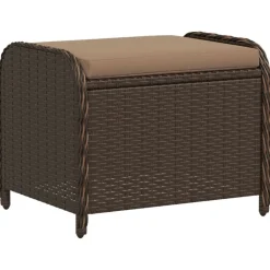 vidaXL Tabouret de jardin avec coussin brun 58x46x46 cm résine tressée