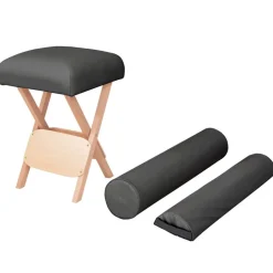 Santé & Beauté-vidaXL Tabouret de massage pliant siège 12 cm d'épaisseur 2 traversins Noir