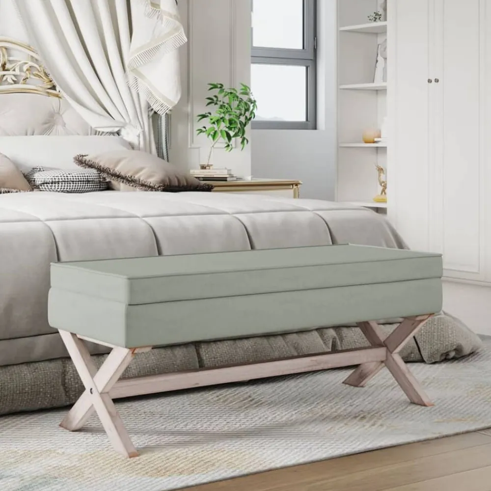 Bancs-vidaXL Tabouret de rangement 110x45x49 cm Velours Gris clair