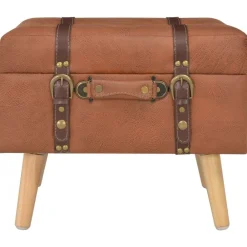vidaXL Tabouret de rangement 40 cm marron pâle similicuir