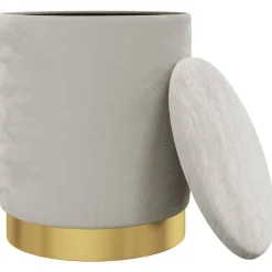 Fauteuils Et Chaises-vidaXL Tabouret de rangement rond Velours 31 x 37 cm Gris clair