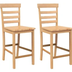 Fauteuils Et Chaises-vidaXL Tabourets de bar 2 pcs bois massif d'hévéa Naturel