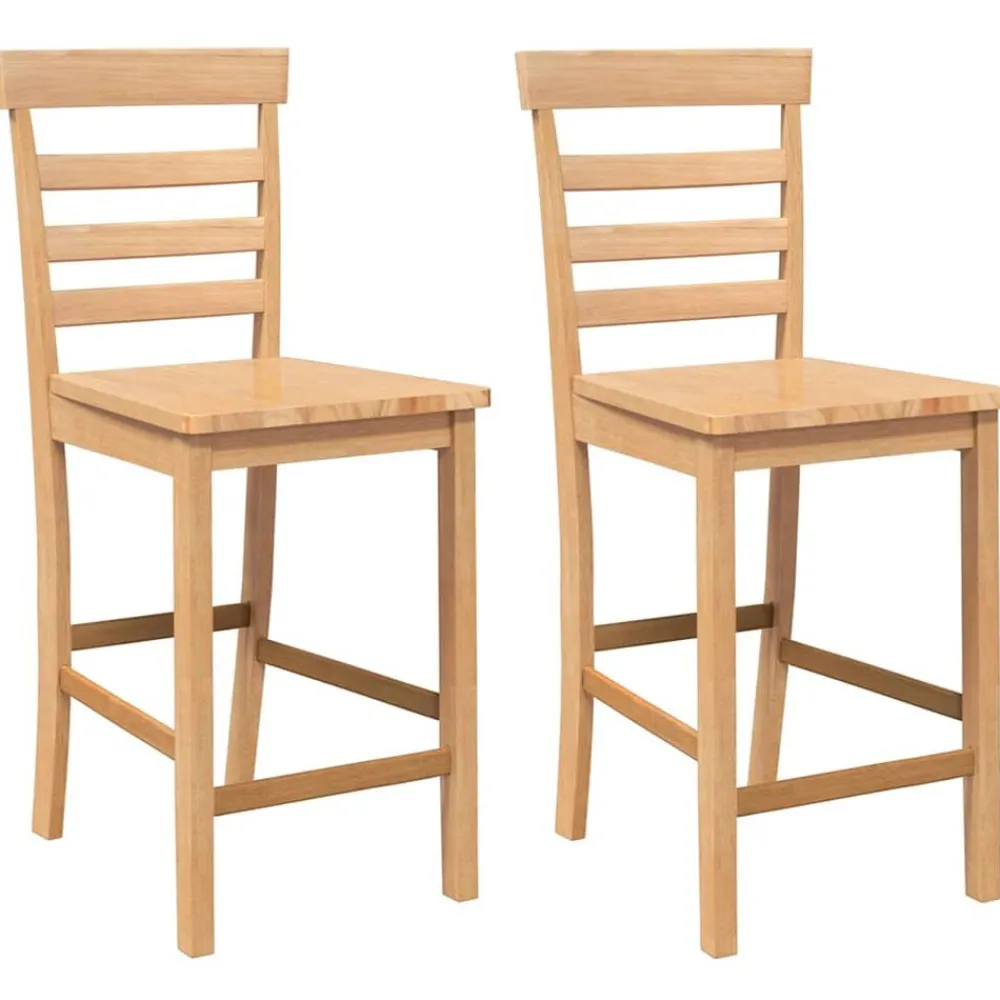 Fauteuils Et Chaises-vidaXL Tabourets de bar 2 pcs bois massif d'hévéa Naturel