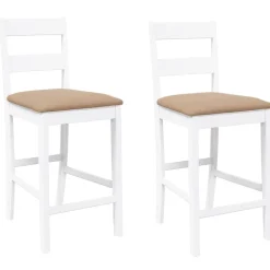 vidaXL Tabourets de bar avec coussins 2 pcs blanc bois massif d'hévéa