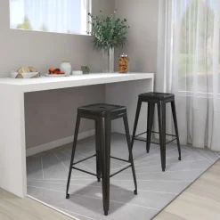 vidaXL Tabourets de bar empilables lot de 2 métal