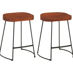 Fauteuils Et Chaises-vidaXL Tabourets de bar Gavin lot de 2 45x38x53cm bois massif manguier Marron