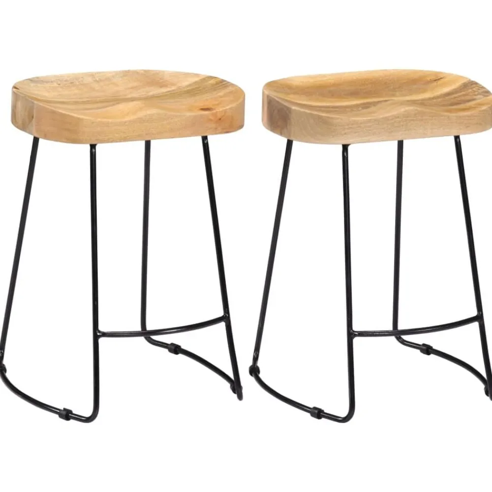 vidaXL Tabourets de bar Gavin lot de 2 bois de manguier solide