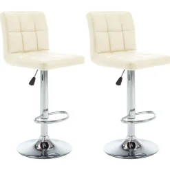 vidaXL Tabourets de bar lot de 2 crème similicuir