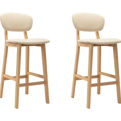 Fauteuils Et Chaises-vidaXL Tabourets de bar lot de 2 crème tissu Cr&egrave;me