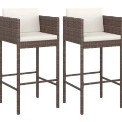 vidaXL Tabourets de bar lot de 2 avec coussins résine tressée
