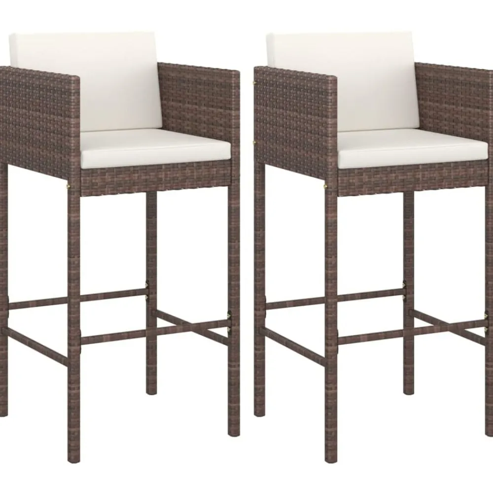vidaXL Tabourets de bar lot de 2 avec coussins résine tressée