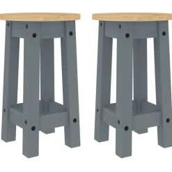 Ensembles De Meubles-vidaXL Tabourets de bar lot de 2 bois massif de pin Gris
