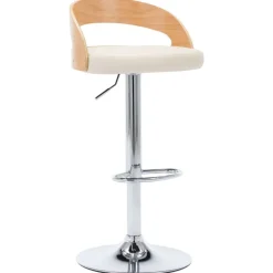 Fauteuils Et Chaises-vidaXL Tabourets de bar lot de 2 crème similicuir et bois courbé cr&egrave;me et marron clair