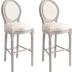 Fauteuils Et Chaises-vidaXL Tabourets de bar lot de 2 blanc lin