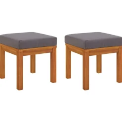 Mobilier De Jardin-vidaXL Tabourets de jardin et coussins lot de 2 Acacia solide