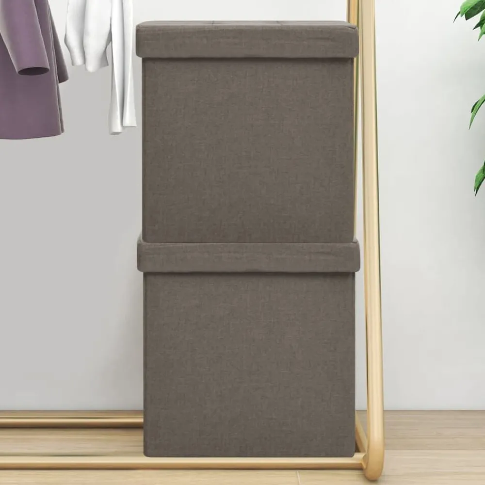 vidaXL Tabourets de rangement pliables lot de 2 faux lin