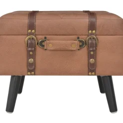 Bancs-vidaXL Tabourets de rangement lot de 3 Similicuir Marron