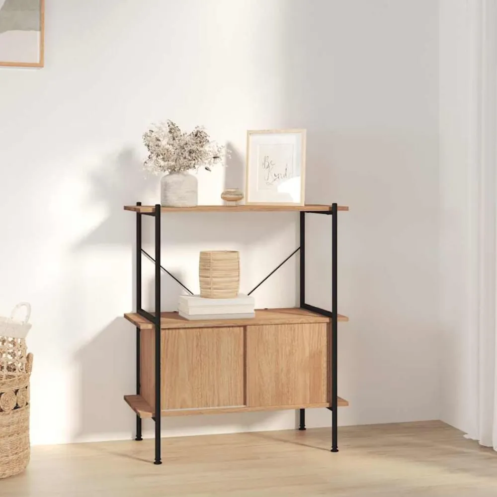 vidaXL Étagère à 3 niveaux armoire 80x40x92 cm Acier bois d'ingénierie