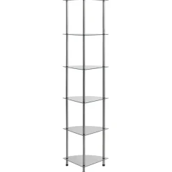 Étagères-vidaXL Étagère à 6 niveaux 30x30x160 cm Verre trempé Transparent
