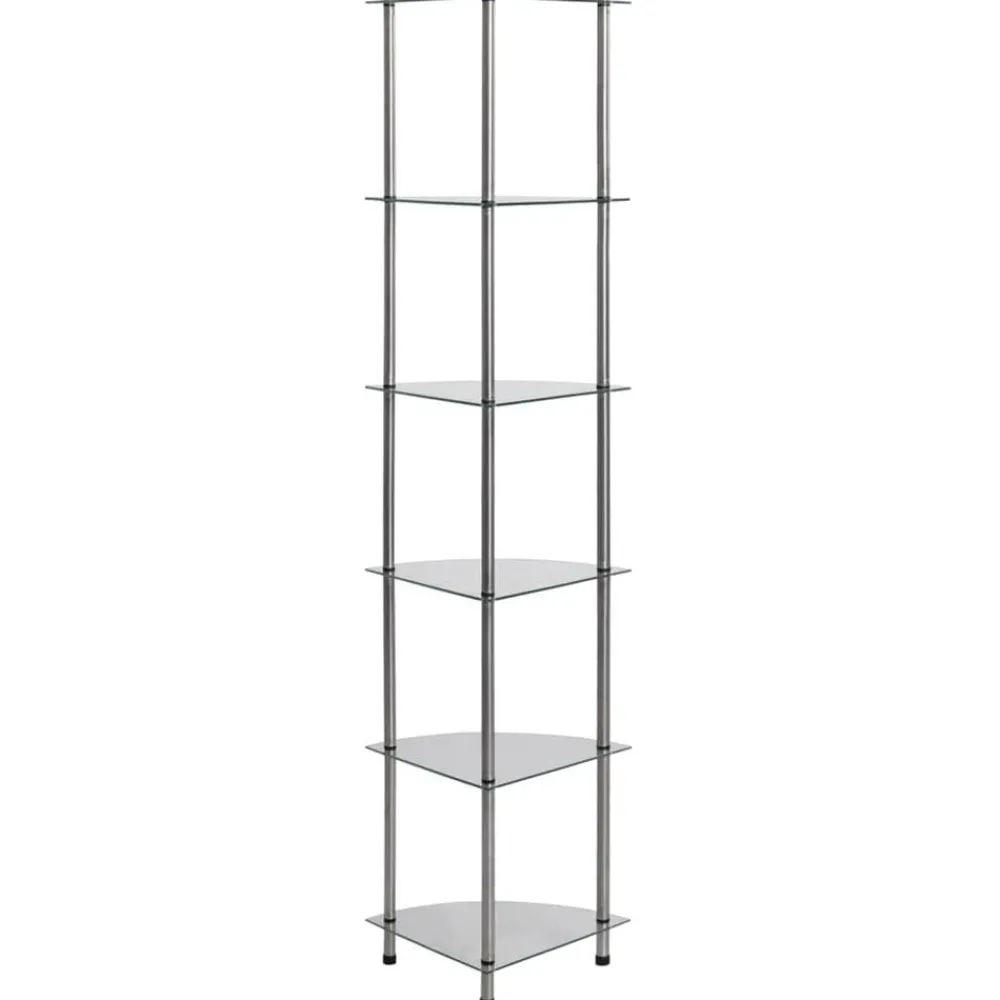 Étagères-vidaXL Étagère à 6 niveaux 30x30x160 cm Verre trempé Transparent