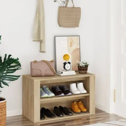Produits Ménagers-vidaXL Étagère à chaussures Chêne sonoma 75x35x45 cm Bois d'ingénierie Ch&ecirc;ne sonoma