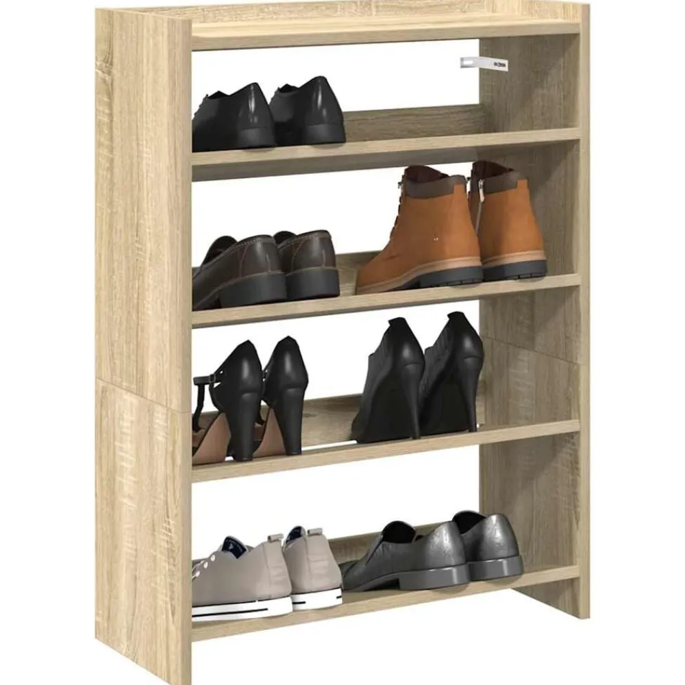 Produits Ménagers-vidaXL Étagère à chaussures chêne sonoma 60x25x81 cm bois d'ingénierie Ch&ecirc;ne sonoma