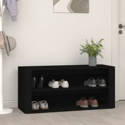 Produits Ménagers-vidaXL Étagère à chaussures 100x35x45 cm Bois d'ingénierie Noir