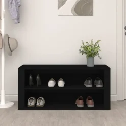 Produits Ménagers-vidaXL Étagère à chaussures 100x35x45 cm Bois d'ingénierie Noir