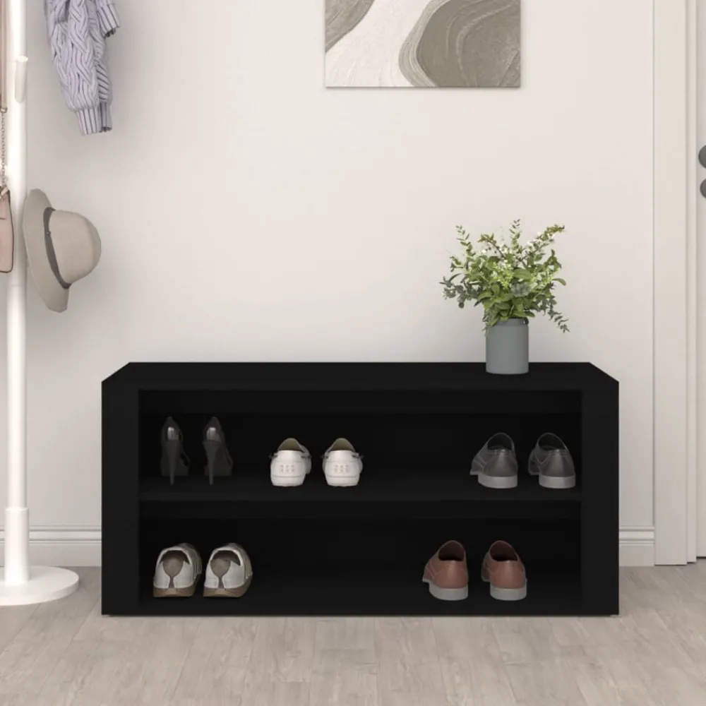 Produits Ménagers-vidaXL Étagère à chaussures 100x35x45 cm Bois d'ingénierie Noir