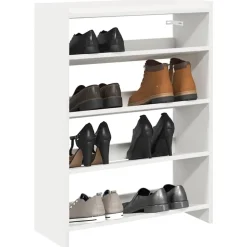 Produits Ménagers-vidaXL Étagère à chaussures 60x25x81 cm bois d'ingénierie Blanc