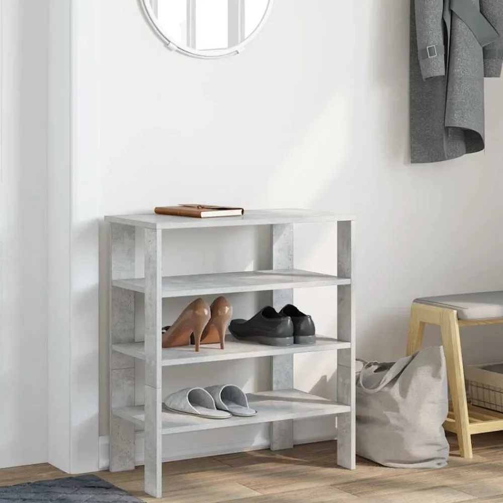 Produits Ménagers-vidaXL Étagère à chaussures 61x32x70 cm bois d'ingénierie Gris béton
