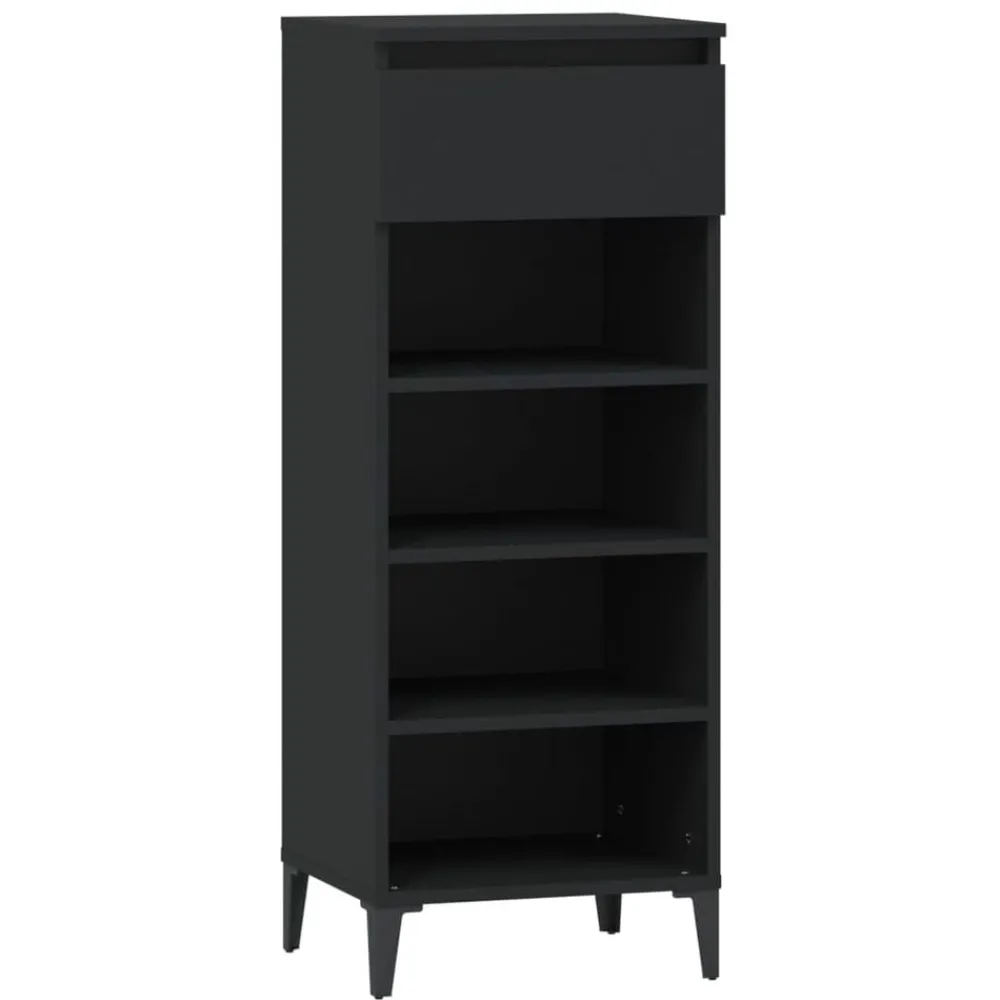 Produits Ménagers-vidaXL Étagère à chaussures 40x36x105 cm Bois d'ingénierie Noir