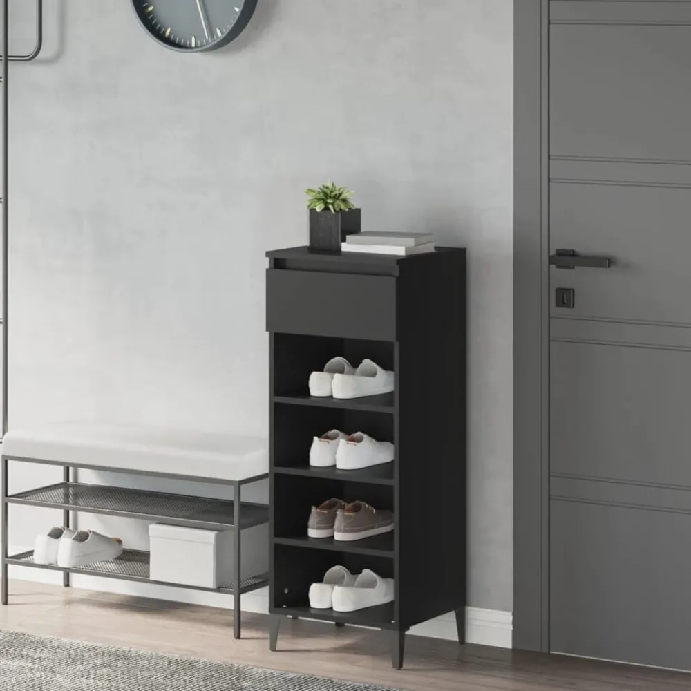Produits Ménagers-vidaXL Étagère à chaussures 40x36x105 cm Bois d'ingénierie Noir