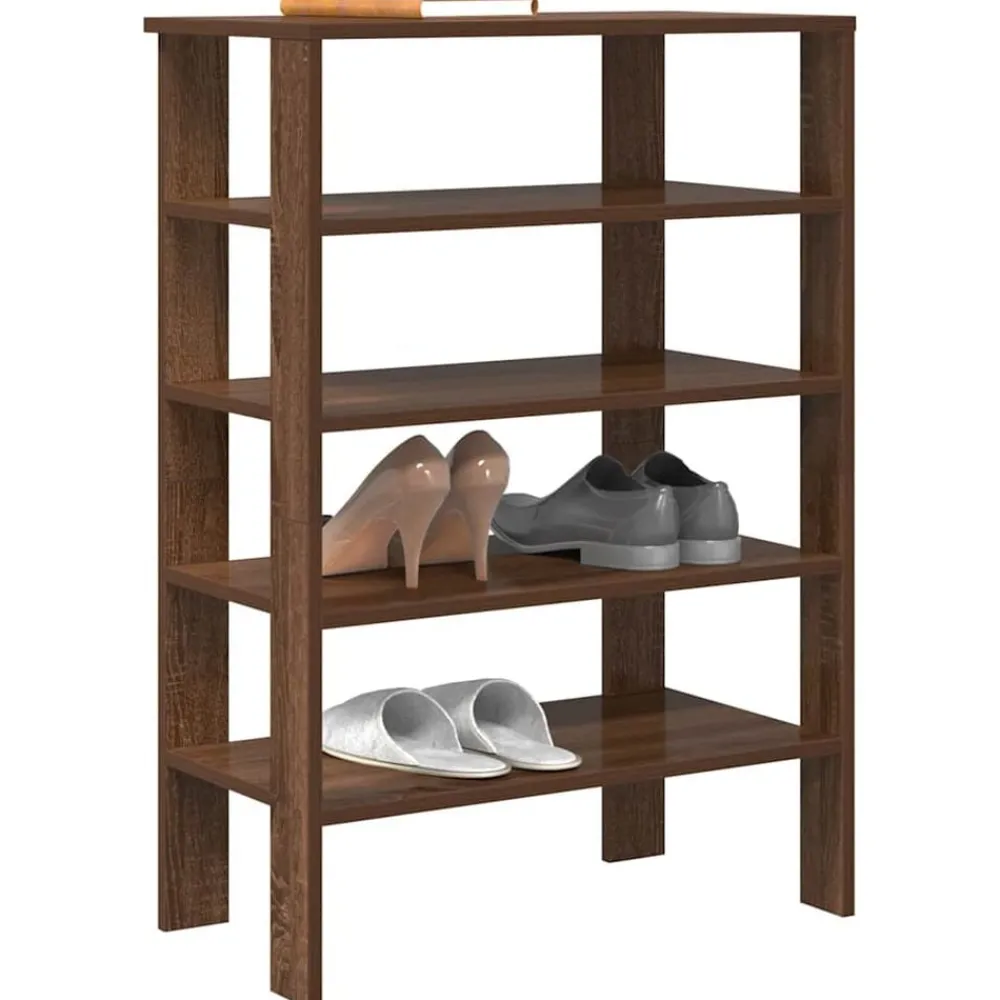 Produits Ménagers-vidaXL Étagère à chaussures chêne marron 61x32x87,5 cm bois ingénierie Chêne marron