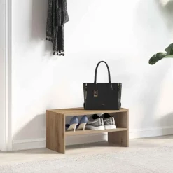 Produits Ménagers-vidaXL Étagère à chaussures empilable chêne artisanal 60x30x30,5 cm ch&ecirc;ne artisanal