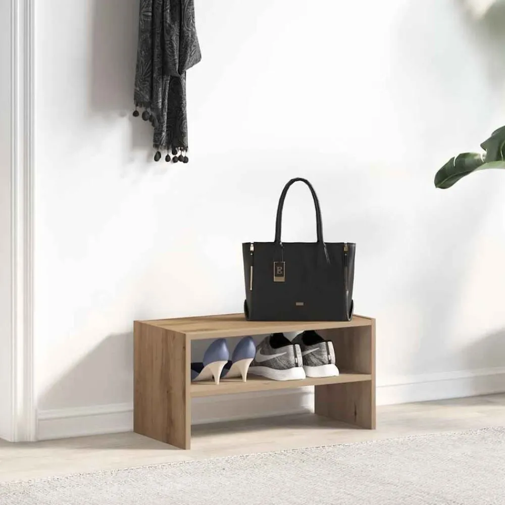 Produits Ménagers-vidaXL Étagère à chaussures empilable chêne artisanal 60x30x30,5 cm ch&ecirc;ne artisanal