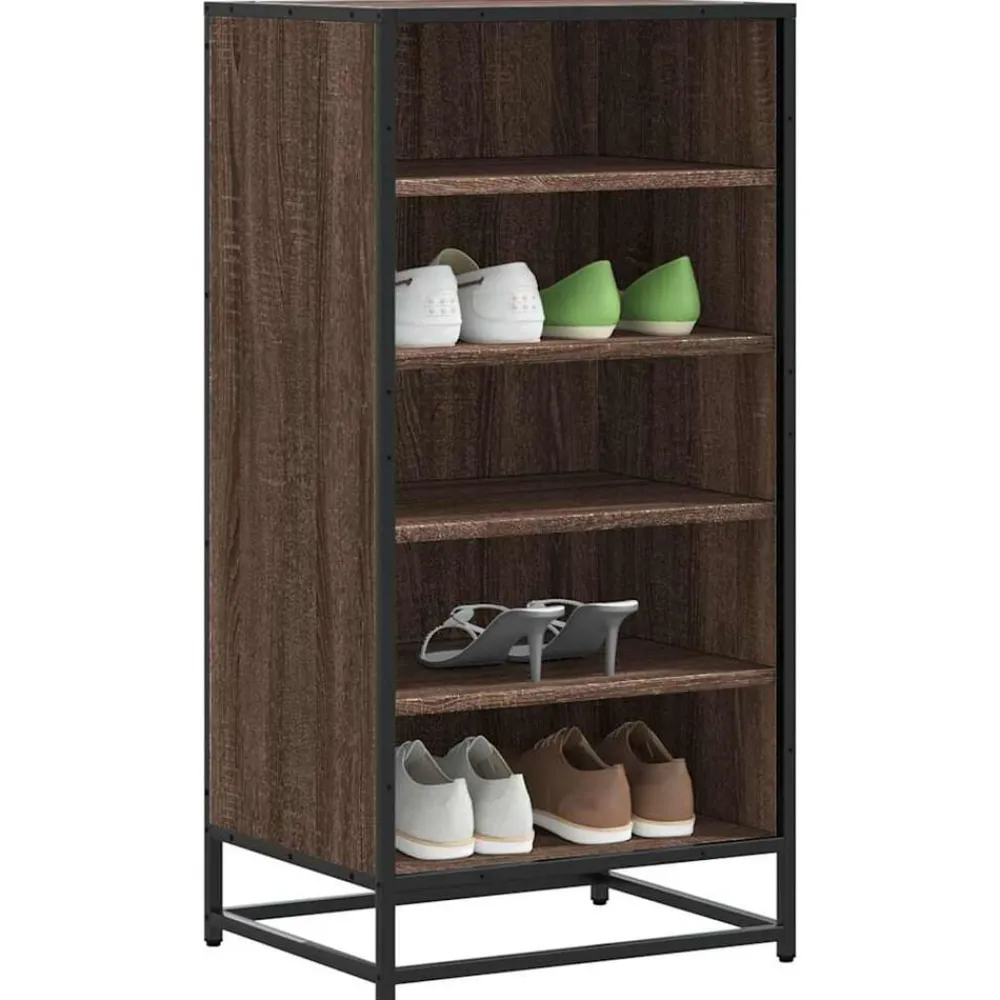 Produits Ménagers-vidaXL Étagère à chaussures chêne marron 48x38x97,5 cm bois ingénierie Chêne marron