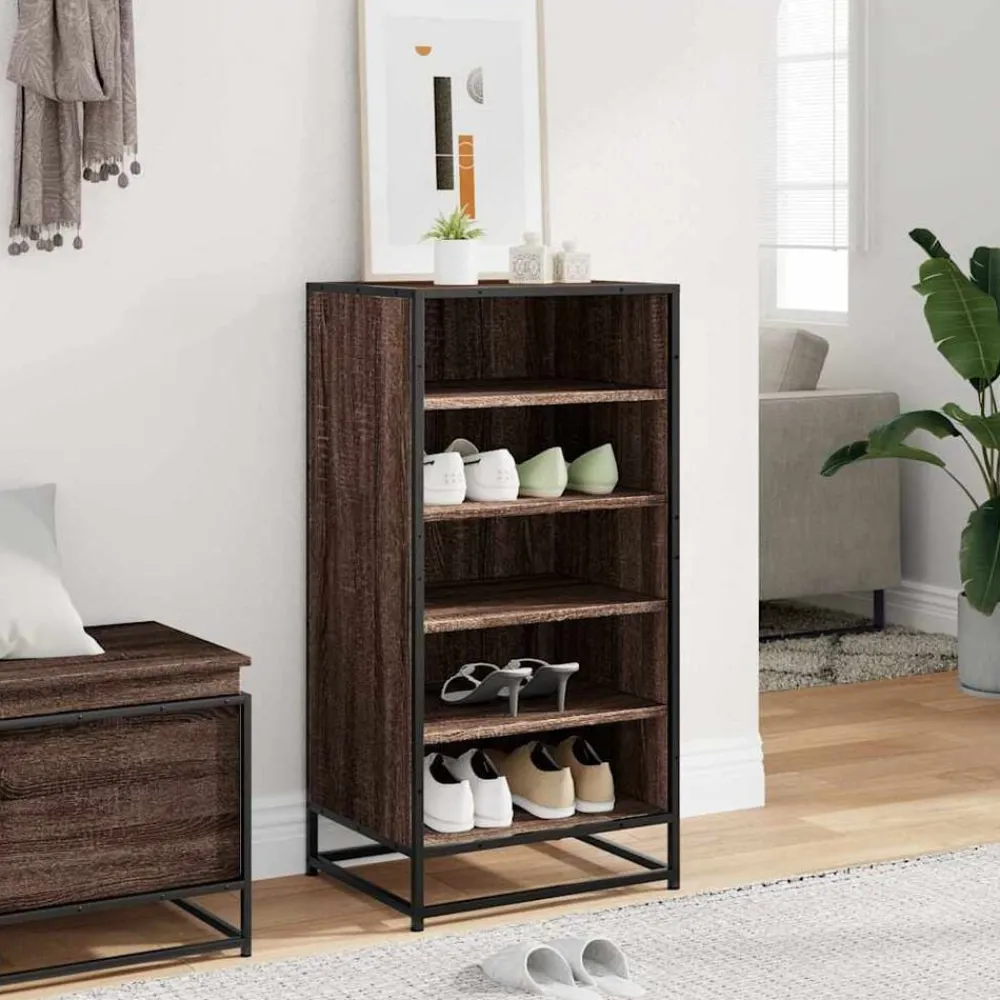 Produits Ménagers-vidaXL Étagère à chaussures chêne marron 48x38x97,5 cm bois ingénierie Chêne marron