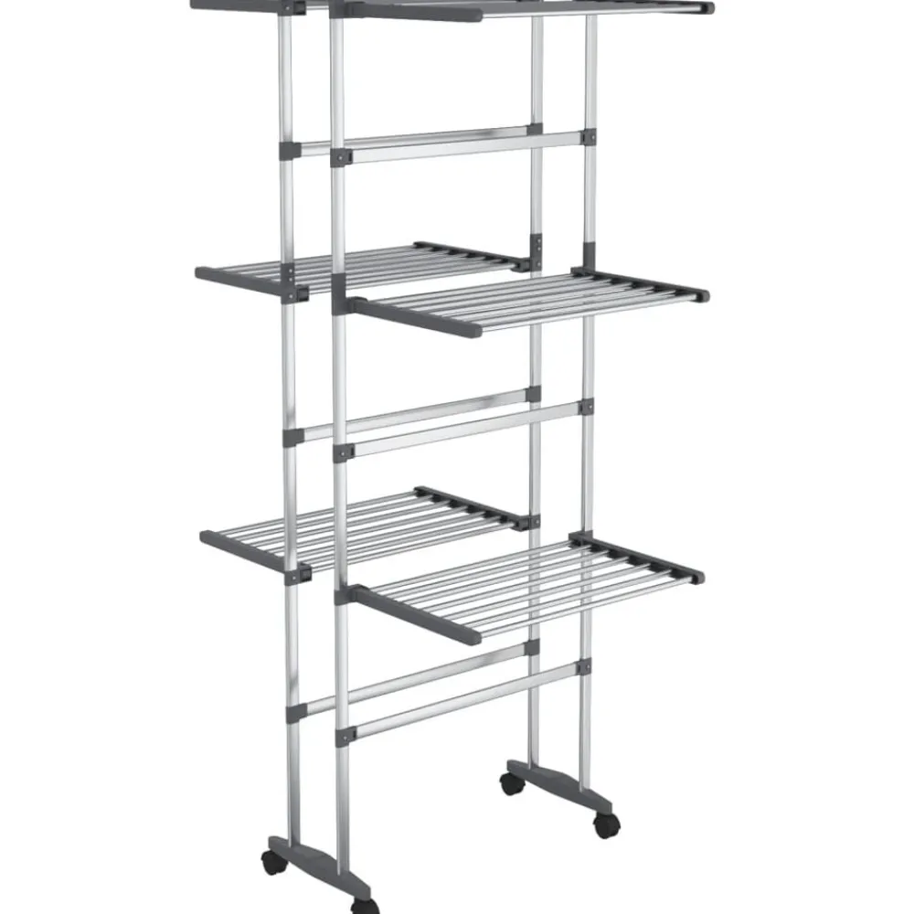 vidaXL Étagère à linge à 3 niveaux avec roues Argenté 60x70x129 cm