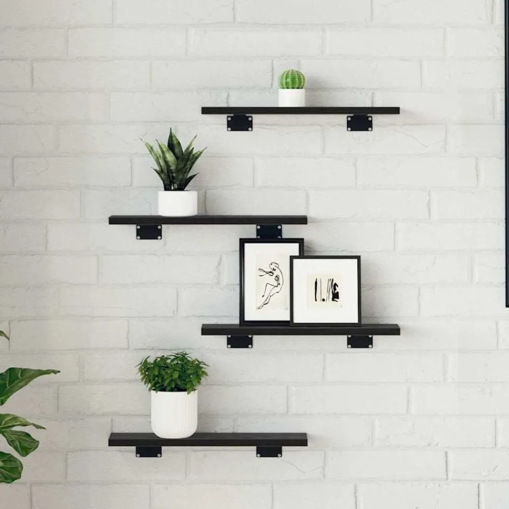 vidaXL Étagère à livres 4 pcs Noir 40 x 10 x 1,5 cm Bois d'ingénierie