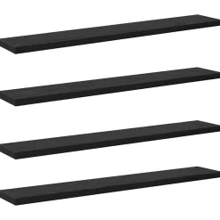Étagères-vidaXL Étagère à livres 4 pcs Noir 60 x 10 x 1,5 cm Bois d'ingénierie Ch&ecirc;ne noir