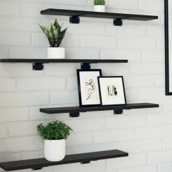 Étagères-vidaXL Étagère à livres 4 pcs Noir 60 x 10 x 1,5 cm Bois d'ingénierie Ch&ecirc;ne noir