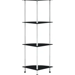 Étagères-vidaXL Étagère 4 niveaux 30x30x100 cm Verre trempé Noir