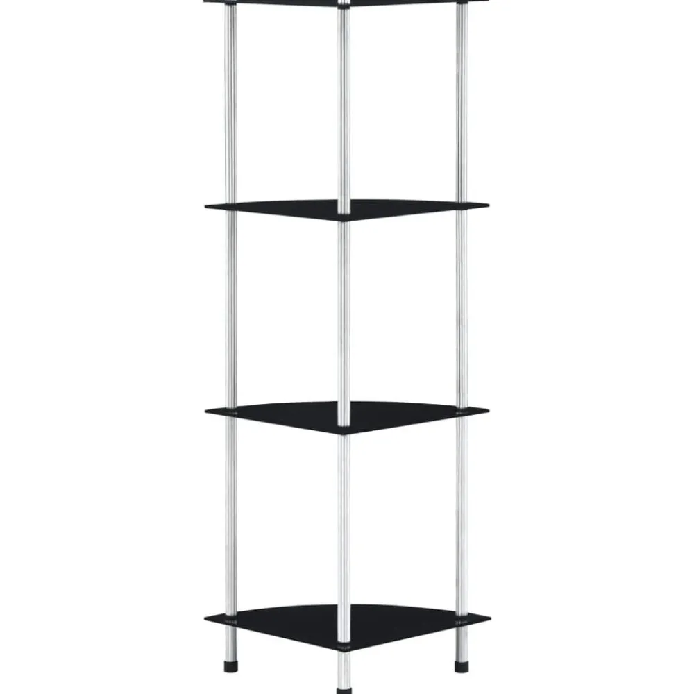 Étagères-vidaXL Étagère 4 niveaux 30x30x100 cm Verre trempé Noir