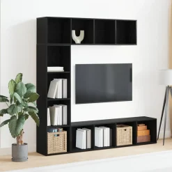 Étagères-vidaXL Étagère 3 pcs Chêne noir 36 x 30 x 143 cm Bois d'ingénierie Ch&ecirc;ne noir
