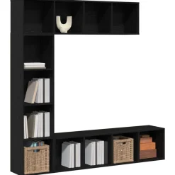 Étagères-vidaXL Étagère 3 pcs Chêne noir 36 x 30 x 143 cm Bois d'ingénierie Chêne noir